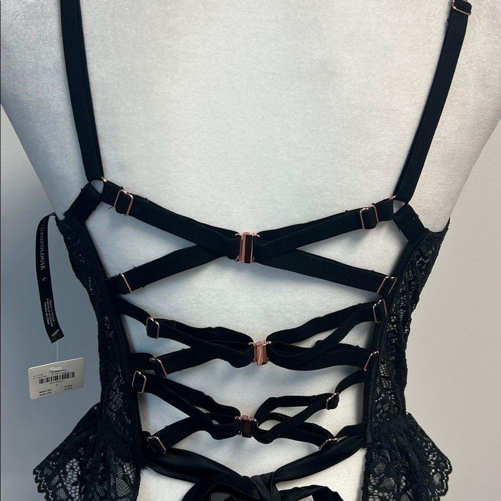 Anthropologie Lace Scallop Corset Tank Black L - Picture 5 of 10